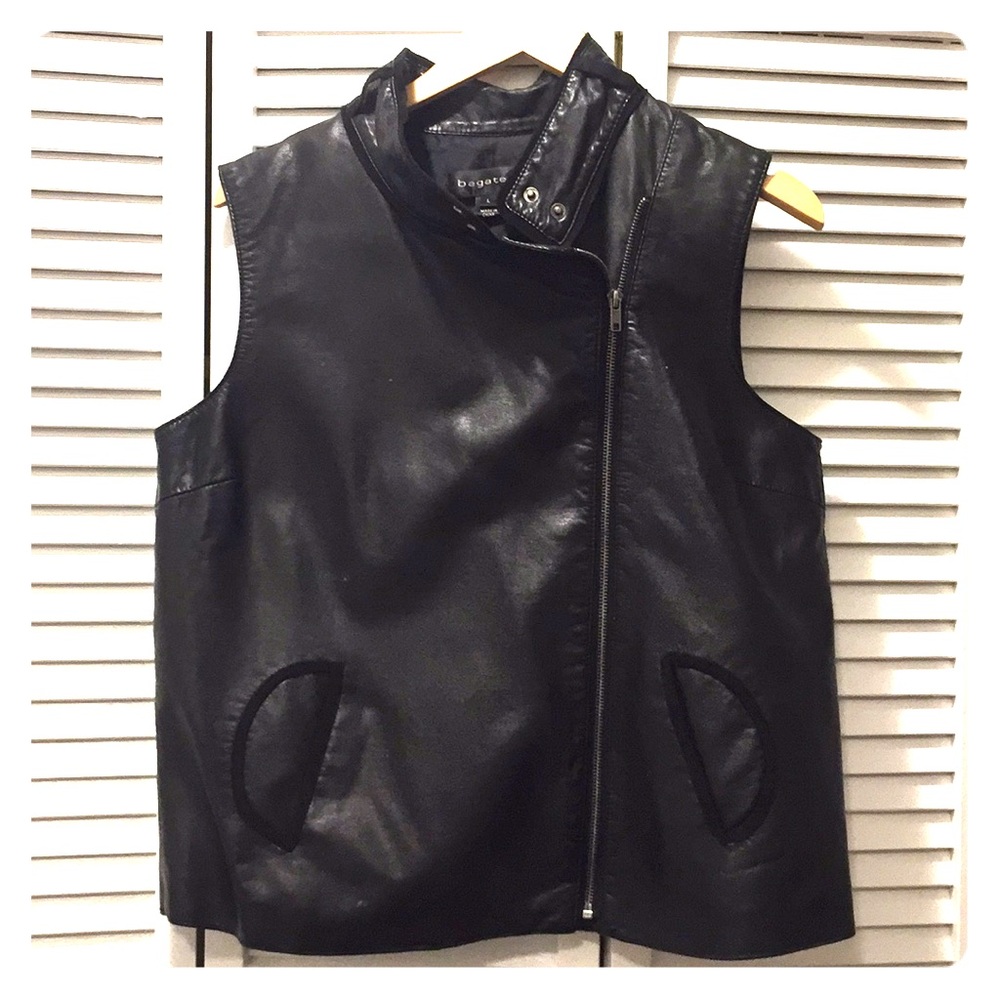 Bagatelle Black Faux Leather Vest